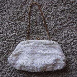 Vintage Sequin and Beaded Satin Evening Bag
